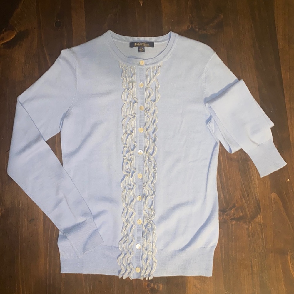 Brooks brothers baby blue cardigan, size extra small.
